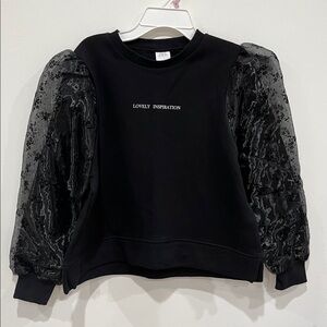 NEW ZARA GIRLS LACE SLEEVE SWEATSHIRT 13-14 $32.90